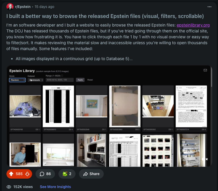 Epstein Library Reddit