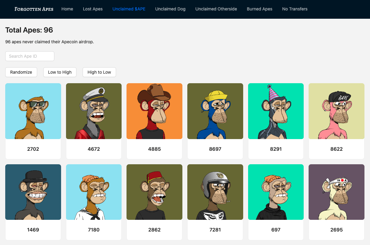 Forgotten Apes Unclaimed $APE