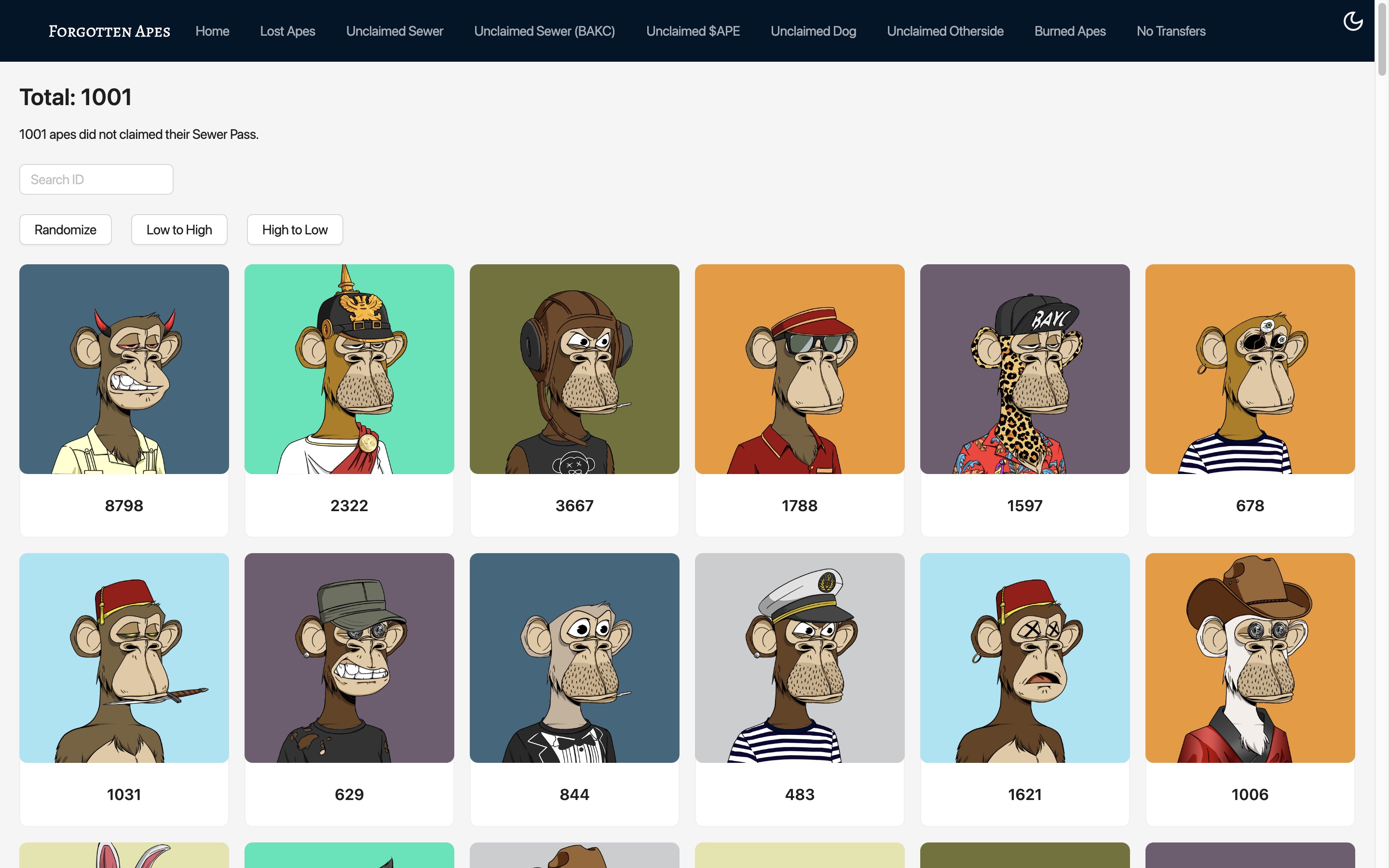 Forgotten Apes Unclaimed Sewer Apes